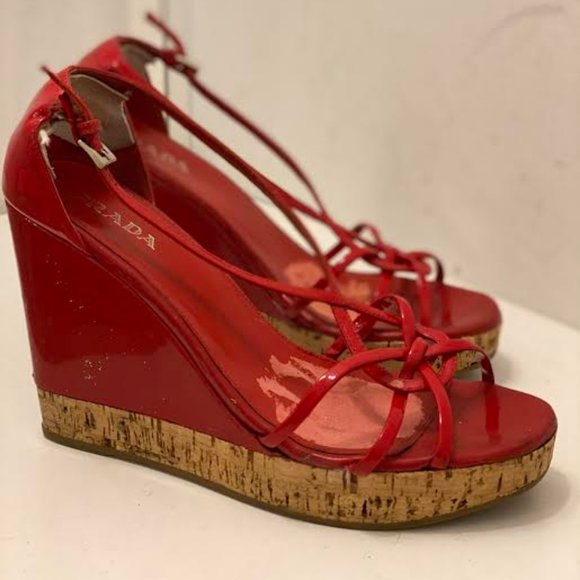 Patent Leather Red Prada Sandals - Picture 1 of 6